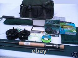 Fly Fishing Kit. Tackle Bag Net Rod Reel Line Flies