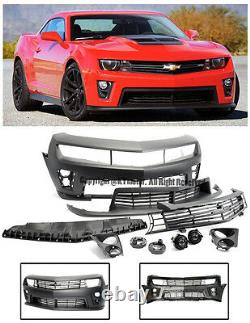 For 10-13 Camaro ZL1 Style Front Bumper Cover Upper Lower Grille Fog Lights