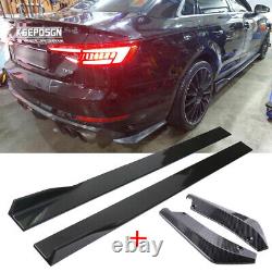 For Audi A3 A4 A5 A6 87'' Carbon Fiber Side Skirt Extension Splitter + Rear Spat