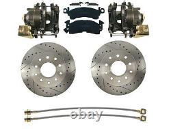 Ford 9 Rear Disc Brake Kit Drilled/ Slotted Rotors Emergency Brake Calipers