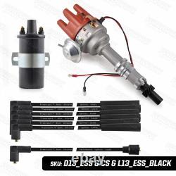 Ford Essex V6 Electronic Distributor with Sports Coil and Black 8mm HT Leads