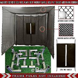 Golf Cage Practice Net 10' x 10' x 10' (#252 Poly) Frame Kit & Baffle Included