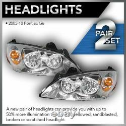 Headlights Headlamps with Amber Signal Left & Right Pair Set for 05-10 Pontiac G6