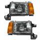 Headlights Headlamps With Chrome Trim Pair Set For 87-91 Bronco F-series Truck