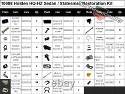 Holden Restoration 240pce Kit HQ HJ HX HZ Sedan +Statesman Bolt Clip Seal Screw