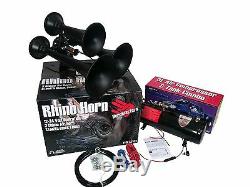 Hornblasters Rhino 12v 3Liter Black Train Horn Kit Stop you in your tracks LOUD