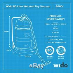 INDUSTRIAL VACUUM CLEANER 80 LITRE WET AND DRY HOOVER 3000W CARWASH KIT Wido