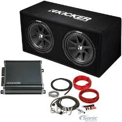 KICKER 43DC122 Dual 12 Subwoofers In Vented Sub Box Enclosure+Amplifier+Amp Kit