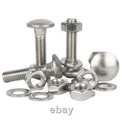 M8 Carriage Bolts Coach Bolt + Hex Full Nuts & Washers Kit A2 Stainless Steel
