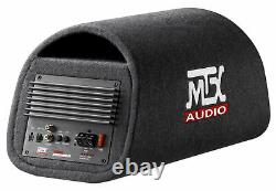 MTX Road Thunder RT8PT 8 240 Watt Powered Vented/Ported Bass Tube+Amp Wire Kit