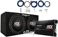 MTX Terminator TNP212D2 1200W Dual 12 Sub AND Box AND Amplifier AND Amp Kit