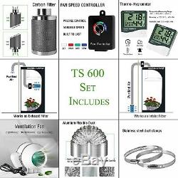 Mars Hydro TS 600W LED Grow Light+Carbon Filter Combo +Grow Tent Complete Kit