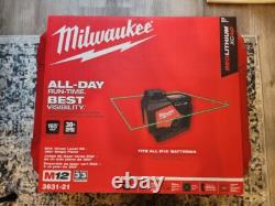 Milwaukee 3631-21 M12 12V 360 Single Plane Green Laser Level Kit Brand New
