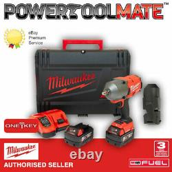 Milwaukee M18ONEFHIWF12-502X FUEL One Key 1/2 Impact Wrench Kit with Rubber Sle