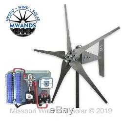 Missouri Freedom 12 Volt 1600 Watt 5 Blade Wind Turbine Generator Kit Gray