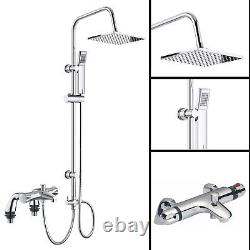 Modern Thermostatic Bath Shower Mixer Taps Deck Mounted Chrome Bathroom And Kit