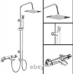 Modern Thermostatic Bath Shower Mixer Taps Deck Mounted Chrome Bathroom and Kit