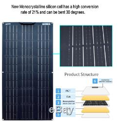 New Waterproof 200W Flexible Solar Panel Cell Module Kit for 12V/24V RV/Car/Boat