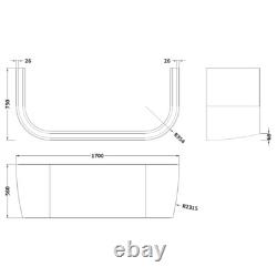 Nuie Shingle Back to Wall Double Ended Bath & Panel Acrylic Bathroom 1700 x 750