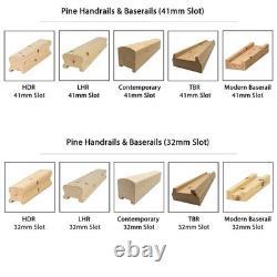 Pine Contemporary Handrail & Baserail Metal 13mm Kit! Quality Uk Manufactured
