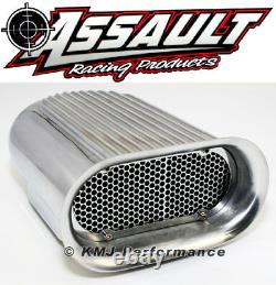 Polished Aluminum Hilborn Style Finned Hood Air Scoop Kit Single 4 BBL Carb