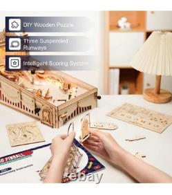 ROKR 3D Puzzle Pinball Machine Mechanical Wooden Model Kit Music Lights Adult