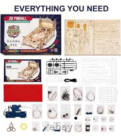 ROKR 3D Puzzle Pinball Machine Mechanical Wooden Model Kit Music Lights Adult