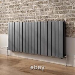 Radiator Horizontal Double Column Flat Panel Designer Heating Anthracite White
