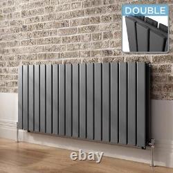 Radiator Horizontal Double Column Flat Panel Designer Heating Anthracite White
