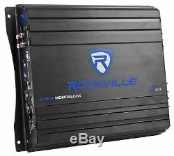 Rockville RV8.2A 800 Watt Dual 8 Car Subwoofer Enclosure+Mono Amplifier+Amp Kit