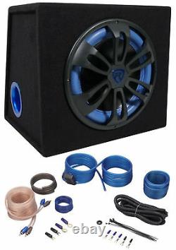 Rockville RVB12.1A 12 500w Active Powered Car Subwoofer+Sub Enclosure+Amp Kit