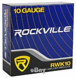 Rockville RW10CA 10 800 Watt Under-Seat Slim Amplified Car Subwoofer +Wire Kit