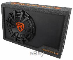 Rockville RWS12CA Slim 1200 Watt 12 Powered Car Subwoofer Enclosure + Wire Kit