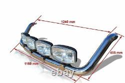 Roof Bar B1 + LEDs To Fit Ford Transit MK8 14+ Front Medium High Stainless Steel