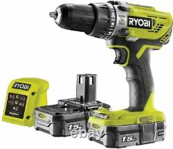 Ryobi R18PD3-215GZ 18 V ONE+ Cordless Combi Drill Starter Kit (2 x 1.5 Ah)