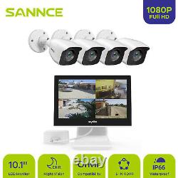 SANNCE 10.1LCD Monitor 4CH 5IN1 DVR 1080p Outdoor CCTV Camera Security Kit IP66