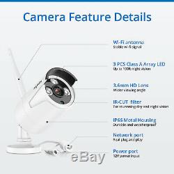 SANNCE Wireless CCTV 1080P 8CH NVR IP Cameras Security System Kit IP66 IR Night