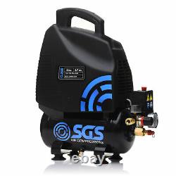 SGS 6 Litre Oil-Less Direct Drive Air Compressor & 5 Piece Tool Kit 5.7CFM, 1