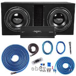 SKAR AUDIO DUAL 12 5,000 WATT COMPLETE BASS PKG With LOADED BOX AMP & WIRE KIT