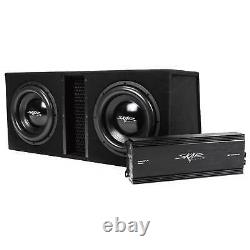 SKAR AUDIO DUAL 12 5,000 WATT COMPLETE BASS PKG With LOADED BOX AMP & WIRE KIT