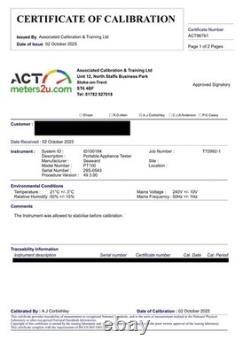 Seaward Primetest 100 PAT Tester Kit (344A910) c/w Customised Cal Cert & Labels