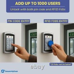 Securemydoor Full Door Entry Kit Security System with Electric Maglock Lock