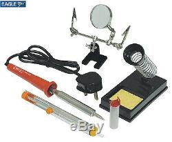 Soldering Iron Tool Kit Set Stand Sponge Desolder Pump Solder Wire Magnifier #GC