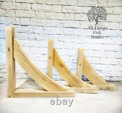 Solid oak gallows brackets, L brackets brace kit. Brace, Porch. Garage