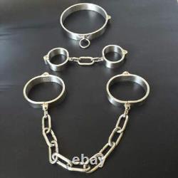 Steel Metal Lockable Handcuffs Ankle Cuffs Collar Choker for Couples Bondage kit