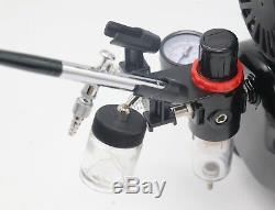 Switzer Double Action Airbrush Kit + Compressor With Tank AS186 Paint Nail Tatoo