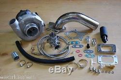T3/T4 Hybrid Turbocharger Kit T3 T4 Turbo -3an Braided, Downpipe, BOV, Stage 1