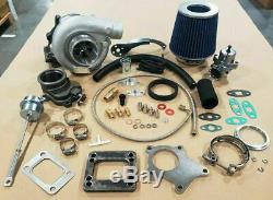 T3/T4 Hybrid Turbocharger Kit T3 T4 Turbo -3an ss line, Downpipe, BOV, Stage 1