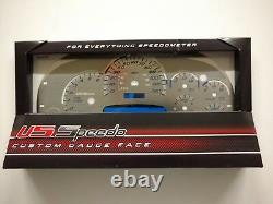 US Speedo Stainless Steel Gauge Face Kit Blue Text & Matching Needles GM 03-06