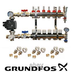 Water Underfloor Heating Kit Stainless Steel Manifolds 2 8 Ports Grundfos Pump